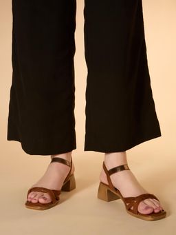 Inc.5 - Womens Tan Party Wear Solid Square Toe Block Sandals Heels