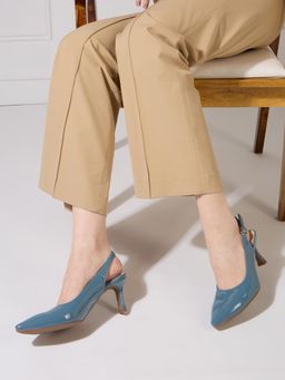 Inc.5 - Womens Blue Party Wear Solid Pointed Toe Sandals Heels