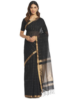 Fabindia - Black Hand Woven Cotton Silk Saree