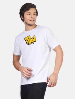 Greylongg - White Men Graphic Printed Round Neck T-Shirt