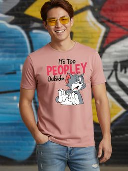 Greylongg - Pink Men Graphic Printed Round Neck T-Shirt