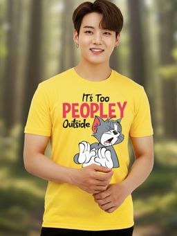 Greylongg - Yellowlongg Yellow Men Graphic Printed Round Neck T-Shirt