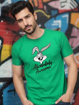 Greylongg - Green Men Graphic Printed Round Neck T-Shirt