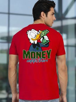 Greylongg - Red Men Graphic Printed Round Neck T-Shirt