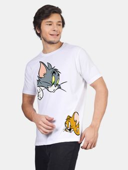 Greylongg - White Men Graphic Printed Round Neck T-Shirt