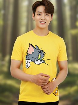 Greylongg - Yellow Men Graphic Printed Round Neck T-Shirt