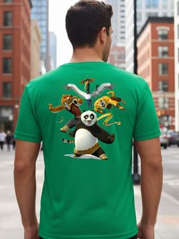 Greylongg - Green Men Graphic Printed Round Neck T-Shirt