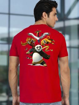 Greylongg - Red Men Graphic Printed Round Neck T-Shirt