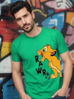 Greylongg - Green Men Graphic Printed Round Neck T-Shirt