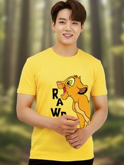 Greylongg - Yellow Men Graphic Printed Round Neck T-Shirt