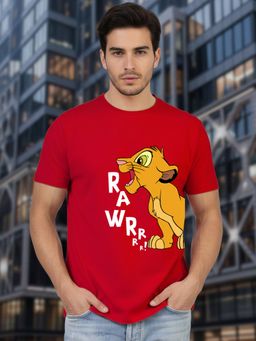 Greylongg - Red Men Graphic Printed Round Neck T-Shirt