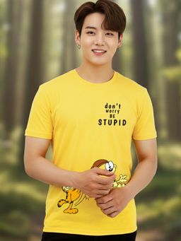 Greylongg - Yellow Men Graphic Printed Round Neck T-Shirt
