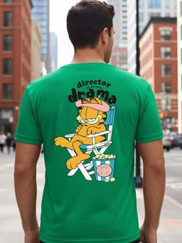 Greylongg - Green Men Graphic Printed Round Neck T-Shirt