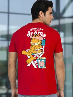 Greylongg - Red Men Graphic Printed Round Neck T-Shirt