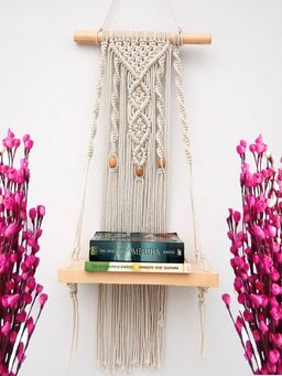 Ecofynd - Macrame Hanging Shelf With Beads
