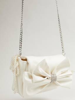 max - Girls Off White Solid/Plain Polyester 3 Compartments Sling Bag