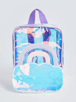 max - Girls Blue Printed Polyester 3 Compartments Backpack