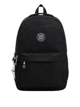 WALSON - Unisex Black Solid/Plain Nylon 3 Compartments Backpack