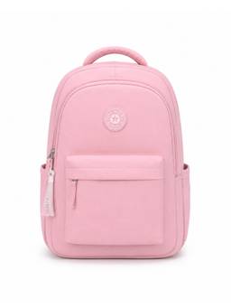 WALSON - Unisex Pink Solid/Plain Nylon 3 Compartments Backpack