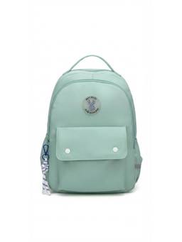 WALSON - Unisex Green Solid/Plain Nylon 3 Compartments Backpack