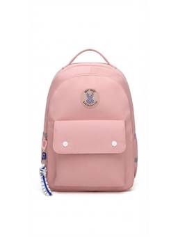 WALSON - Unisex Pink Solid/Plain Nylon 3 Compartments Backpack