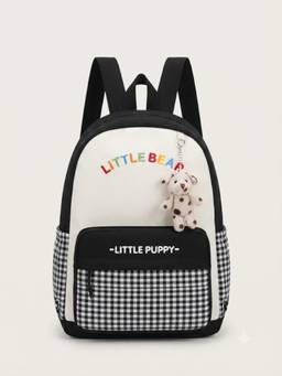 WALSON - Unisex Black Checks Nylon 3 Compartments Backpack
