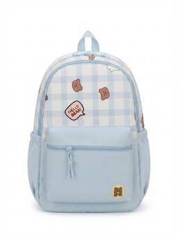 WALSON - Unisex Blue Checks Nylon 3 Compartments Backpack