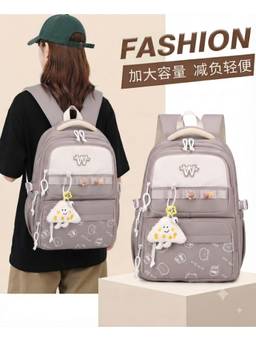 WALSON - Unisex Brown Printed Nylon 3 Compartments Backpack
