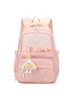 WALSON - Unisex Pink Printed Nylon 3 Compartments Backpack
