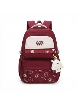 WALSON - Unisex Red Printed Nylon 3 Compartments Backpack