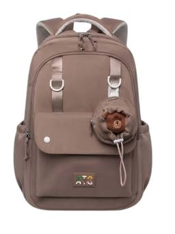 WALSON - Unisex Brown Solid/Plain Nylon 3 Compartments Backpack