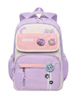 WALSON - Unisex Purple Printed Nylon 3 Compartments Backpack