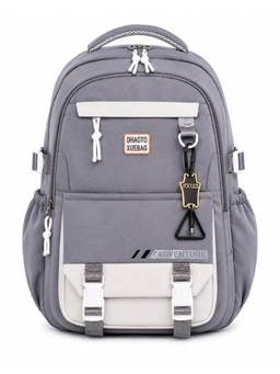 WALSON - Unisex Grey Solid/Plain Nylon 3 Compartments Backpack