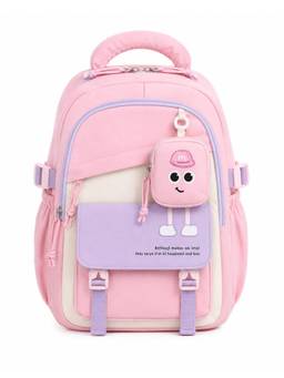 WALSON - Unisex Pink Colorblock Nylon 3 Compartments Backpack