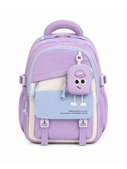 WALSON - Unisex Purple Colorblock Nylon 3 Compartments Backpack