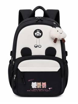 WALSON - Unisex Black Printed Nylon 3 Compartments Backpack