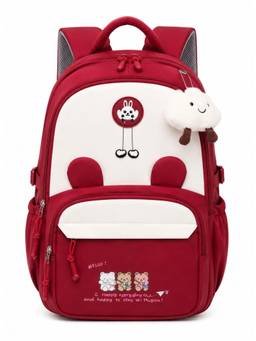 WALSON - Unisex Red Printed Nylon 3 Compartments Backpack