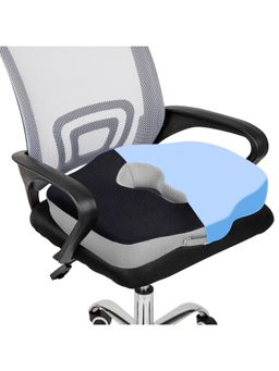 SLEEPSIA - Orthopedic Oval Shape Gel Memory Foam Coccyx Seat Cushion For Lower Back (Black & Grey)