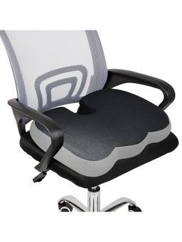 SLEEPSIA - Orthopedic U-Shape Memory Foam Coccyx Seat Cushion For Tailbone Pain (Black & Grey)