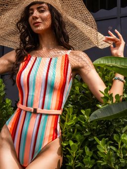 AOBA - Women Orange Monokini Swimsuit (Set of 2)