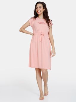 Zivame - Lounge Knit Poly Loungewear Dress - Coral Cloud