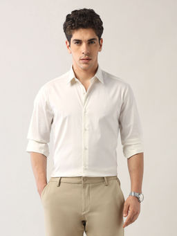 Arrow Newyork - Men's Beige Dobby Manhattan Slim Fit Shirt