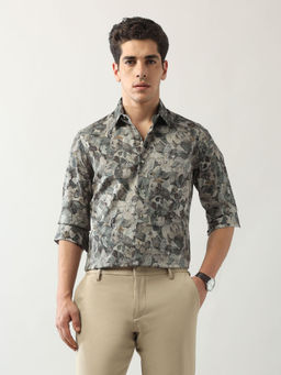 Arrow Newyork - Men's Green Satin Manhattan Slim Fit Shirt