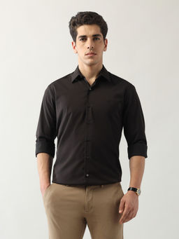 Arrow Newyork - Men's Black Textured Manhattan Slim Fit Shirt