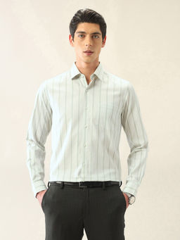 Arrow - Men's Green Vertical Striped Ceremonial Slim Fit Shirt