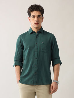 Arrow Sports - Men's Green Self Design Slim Fit Shirt