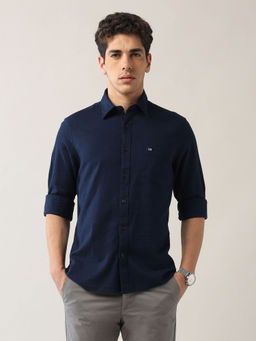 Arrow Sports - Men's Blue Textured Dobby Regular Fit Shirt