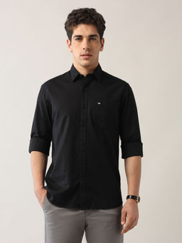 Arrow Sports - Men's Black Vertical Striped Dobby Slim Fit Shirt