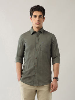 Arrow Sports - Men's Olive Textured Slim Fit Shirt