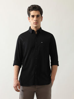 Arrow Sports - Men's Black Pure Cotton Regular Shirt